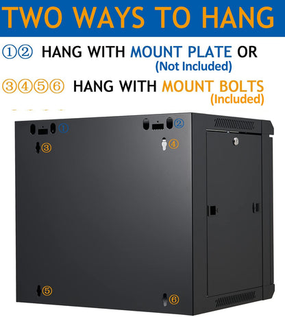 Tedgetal 9U Wall Mount Server Cabinet Network Rack Enclosure Locking Glass Door
