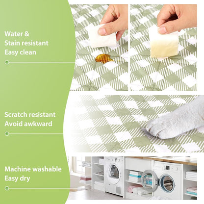 ZAZE Extra Large Waterproof Picnic Blanket - 80''x80'' Gingham Mat for Beach & Camping | Green & White