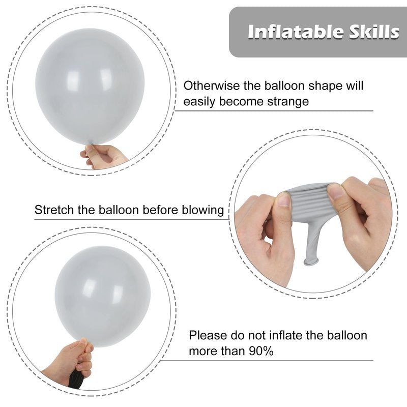 RUBFAC 129pcs Gray Balloons Different Sizes 18 12 10 5 Inches Matte Grey Latex Balloon Garland Arch Kit for Birthday Party Graduation Baby Shower Wedding Holiday Decoration