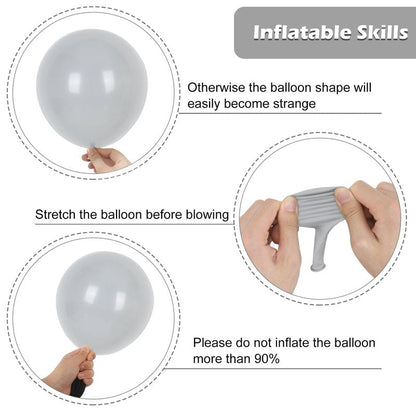 RUBFAC 129pcs Gray Balloons Different Sizes 18 12 10 5 Inches Matte Grey Latex Balloon Garland Arch Kit for Birthday Party Graduation Baby Shower Wedding Holiday Decoration