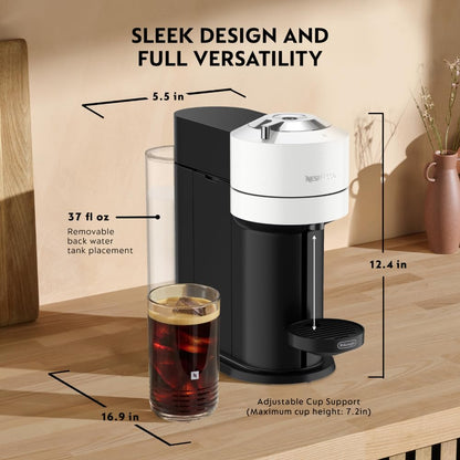 Nespresso Vertuo Next Coffee and Espresso Maker by De'Longhi, White with Aeroccino Milk Frother Bundle