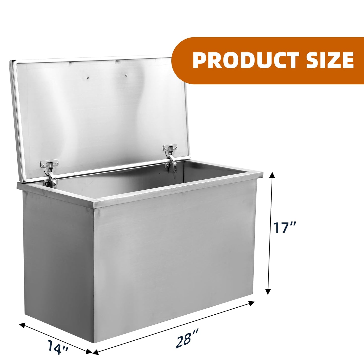 GarveeLife Drop in Ice Chest, 28" L x 14" W x 17" H Stainless Steel Ice Cooler, Commercial Ice Bin with Hinged Cover, Outdoor Kitchen Ice Bar, Drain-Pipe and Drain Plug Included, for Cold Wine Beer