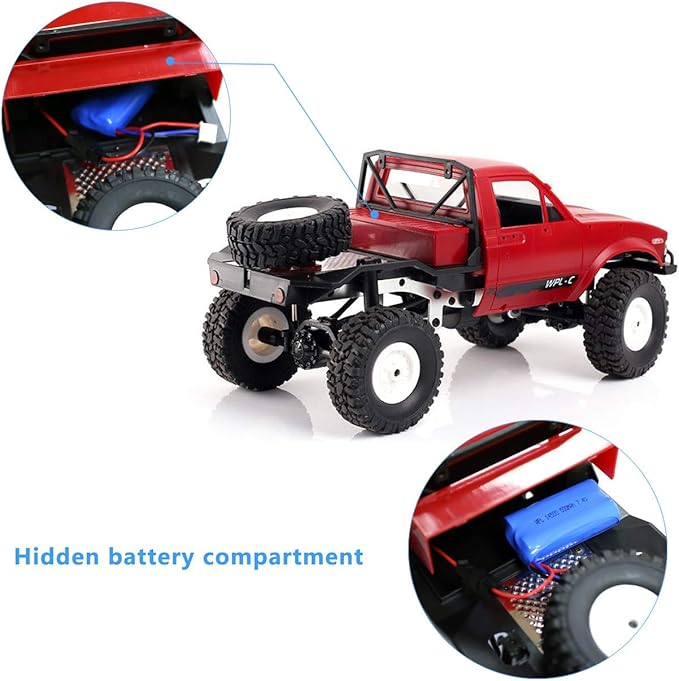 YIKESHU RC Crawler RC Truck Remote Control Rock Crawler Off-Road Racing Vehicles 1:16 2.4G 2CH 4WD Offroad Semi Trucks All Terrain Car RTR Hobby RC Pickup for Adults
