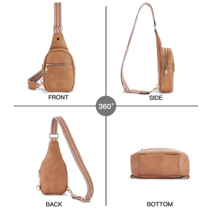 Telena Small Sling Bag for Women Leather Crossbody Fanny Packs Chest Bag for Women