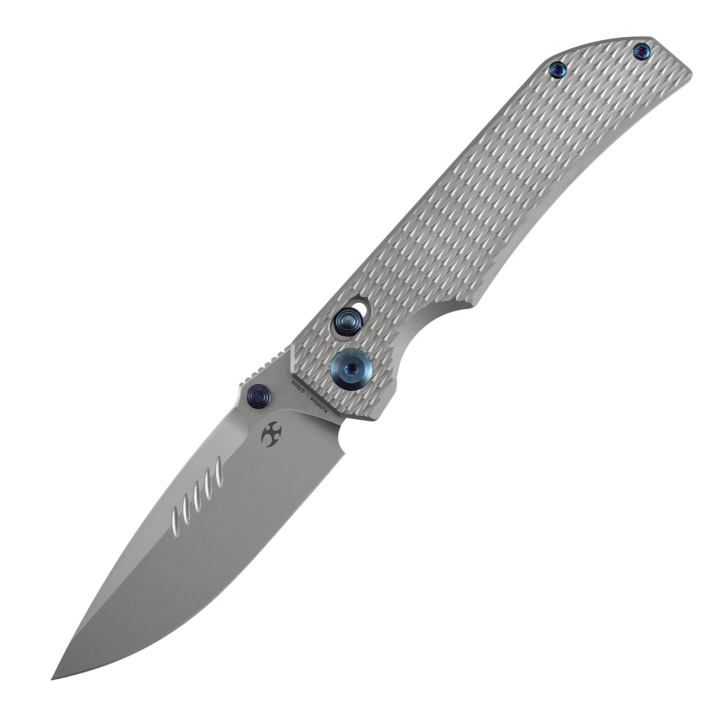 KANSEPT Eaglestrike Pocket Knife, 3.73" Stonewashed CPM S35VN Blade, Bead Blasted Titanium Handle with Diamond Pattern and Thumb Stud, Lock for EDC, Camping Hiking Survival, Gifts for Men K1095V4