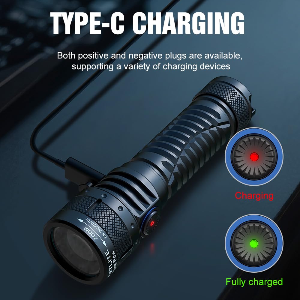 Vastlite Versa Bow Zoom LEP Flashlight 400LM,Range of 3937 feet 3 Modes LEP Flashlight with Flood and Spotlight Functions,High Brightness,Long Range,and High Collimation Characteristics (Black)