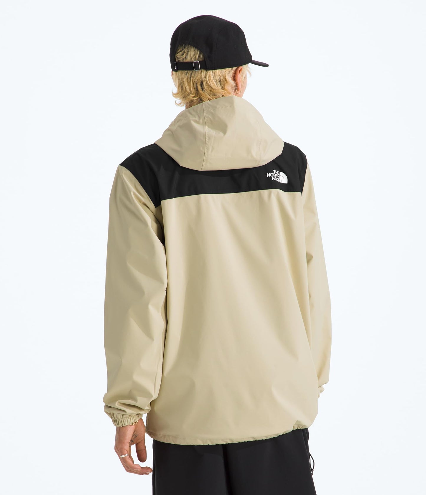The North Face Men's Antora Jacket (Standard & Big Size) - Waterproof & Windproof Rain Coat, Secure Zip Hand Pockets, Desert Stone/TNF Black, X-Large