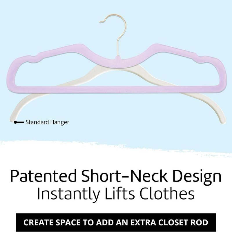 CUTSKY Velvet Hangers 50 Pack, Ultra Slim & Short Neck Hanger, 360 Swivel Hook, Space Saving Durable Non-Slip Felt Hangers,Black b