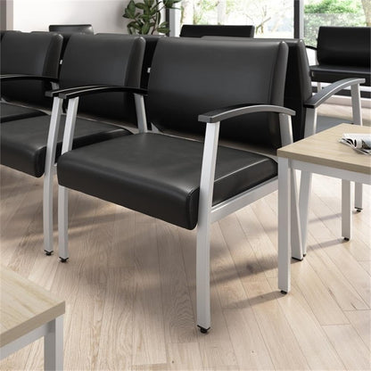 Bush Business Furniture Arrive Bariatric Waiting Room Guest Chair with Arms in Black Vinyl, Reception Area Seating for Office and Lobby