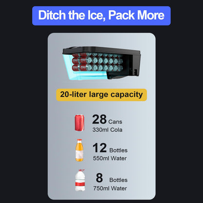 Car Refrigerator for Tesla Model Y 12V Fridge Cooler 2019-2025,21QT(20L) Car Freezer -4℉-50℉ for outdoor Travel/Camping/Home Use with Touch button control quality Compressor low Noise,Fast Cool.