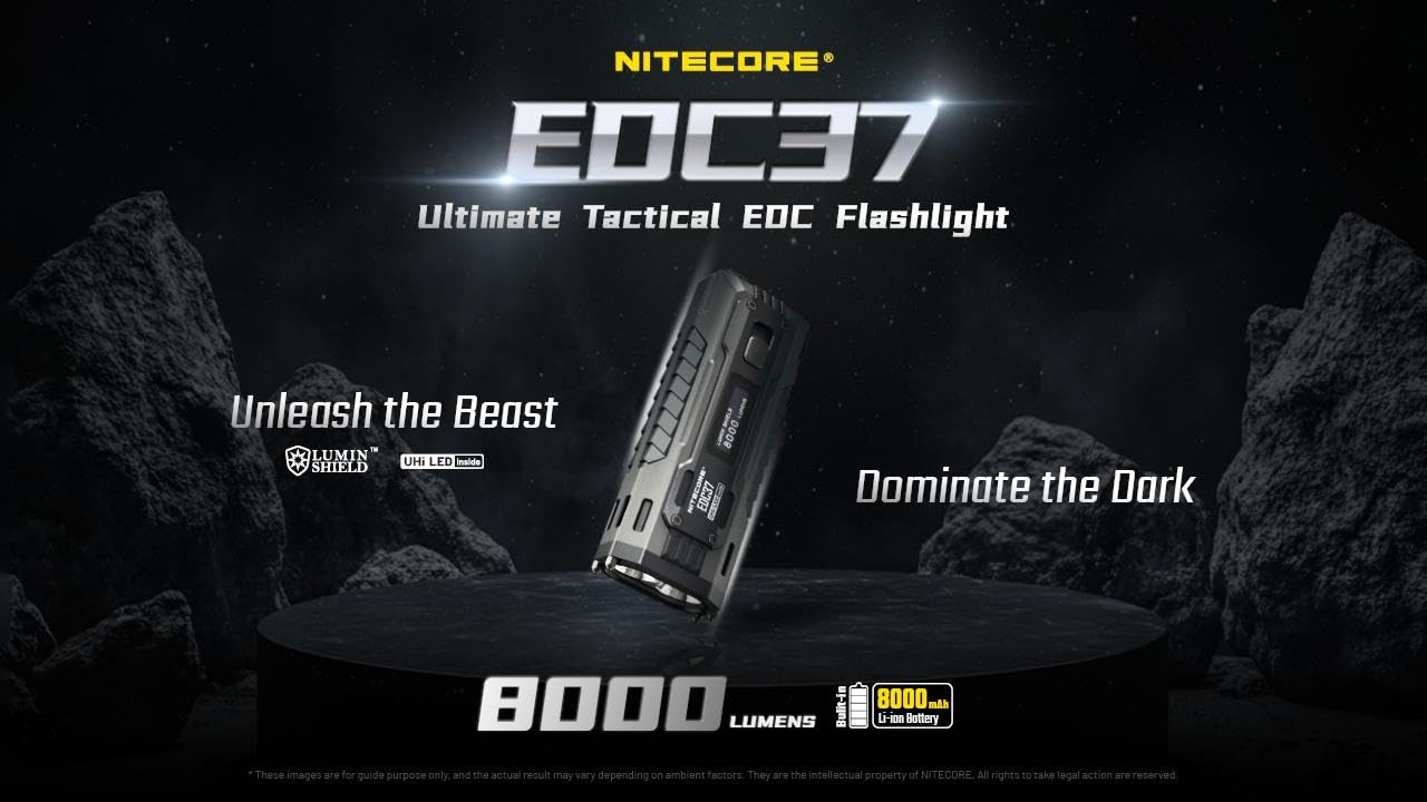 Nitecore EDC37 EDC37 Ultimate EDC Flashlight: Double The Power – 8,000 Lumens x 8000mAh w/Eco-Sensa USB-C Charging Cable