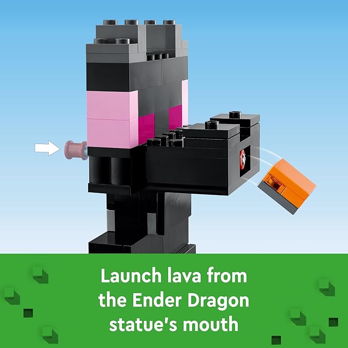 LEGO Minecraft The End Arena 21242 Player-vs-Player Battle Playset with Lava Ender Dragon and Enderman Figures Action Toys for Kids 8 Plus Years Old