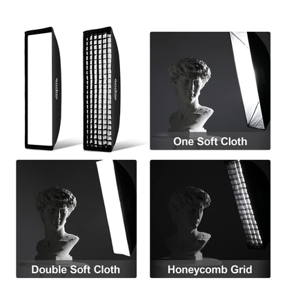 Godox 13 x 63 inch Strip Beehive Honeycomd Grid Softbox with Bowens Mount Speedring Compatible for Godox Studio Flash and Other Strobe Lighting&Carry Bag(2PCS) (35 x 160cm)