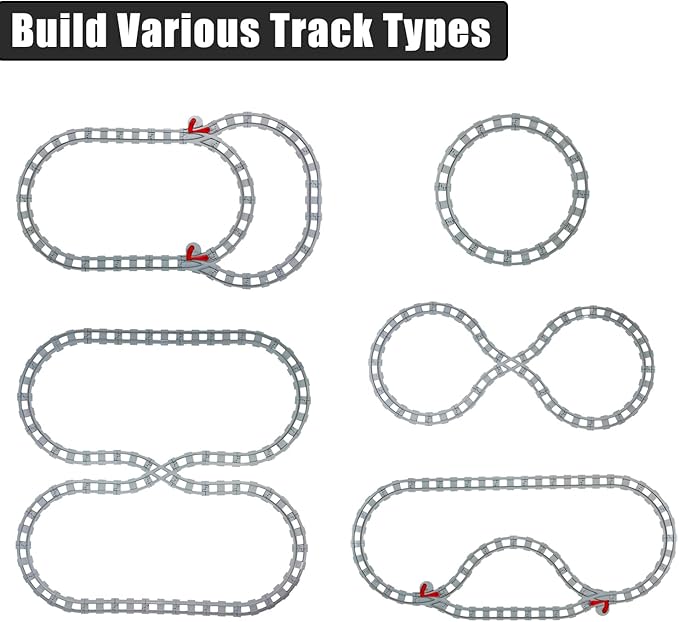 47-Piece Train Track SetClassic Railway Track with 30 Curved Tracks14 Straight Tracks2 Switch and 1 crossoverTracks-Compatible with All Major BrandsLight Grey Toy Track Accessory for Kids