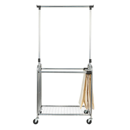 Household Essentials 3-Bag Laundry Sorter with Clothes Rack, Silver, Lightweight, Removable, Sturdy