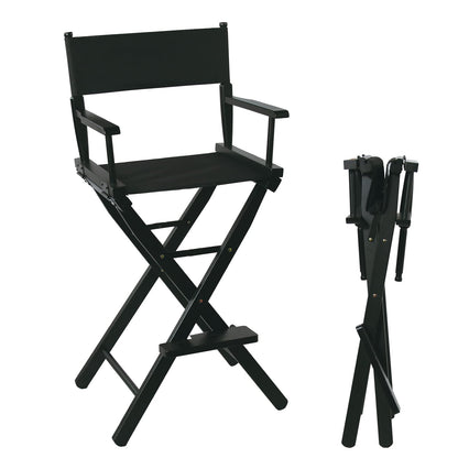 JXUFDHO Tall Directors Chair Foldable 46'', Makeup Chair Black for Makeup Artist, 250lbs Capacity Solid Hardwood,Black