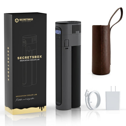 Electric Insulin Cooler Travel, 1 Pen Mini Medication Fridge with Battery, Temp Adjustable 36-77℉, 3-Level Cooling Intensity, USB Medicine Cooler, Prevent Freezing Below Zero