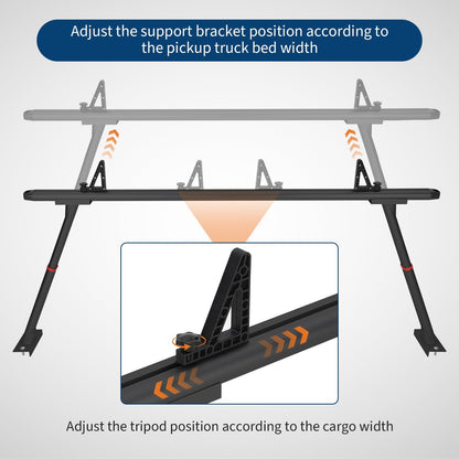 Aluminum Truck Rack, 35.4-71 in Width Adjustable Truck Bed Rack, Heavy Duty 800 LB Capacity, Secure Carrier for Kayak, Surfboard, Lumber, Contractor Gear, Black