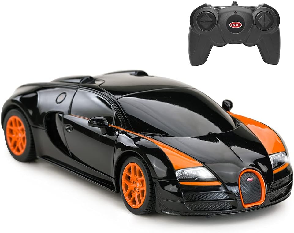 RASTAR RC Car | 1:24 Bugatti Veyron 16.4 Grand Sport Vitesse Radio Remote Control Racing Toy Car Model Vehicle Black/Orange