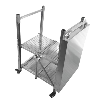 Metrixpio Stainless Steel Kitchen Cart, Foldable Origami Design,Slim Rolling Cart with Storage, Portable Microwave & BBQ, Kitchen Island on Wheels