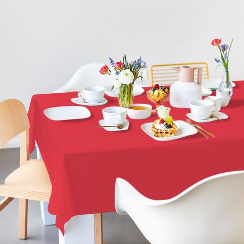 FALIZIFU 2 Pack Red Plastic Tablecloth Disposable Table Covers Red Rectangle Tablecloth for Party Baby Shower Wedding Birthday Table Cloth Disposable