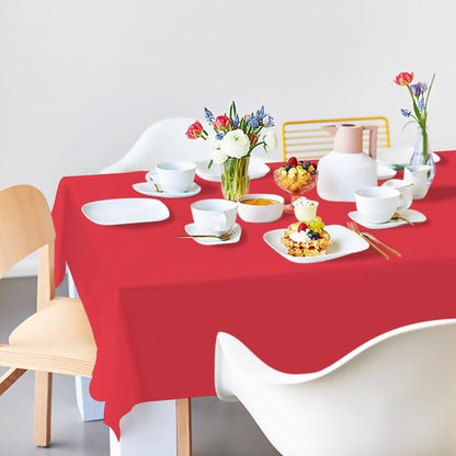 FALIZIFU 2 Pack Red Plastic Tablecloth Disposable Table Covers Red Rectangle Tablecloth for Party Baby Shower Wedding Birthday Table Cloth Disposable