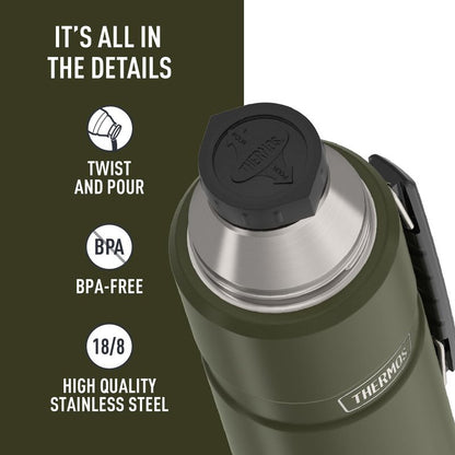 THERMOS Stainless King Vacuum-Insulated Beverage Bottle, 40 Ounce, Army Green