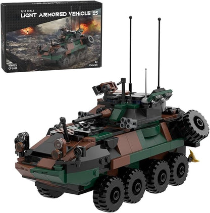 LAV-25 Infantry Fighting Vehicle Building Blocks and Construction Toy Collectible WW2 Military-Themed Model to Build and Display Great Gift (476PCS)