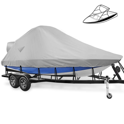 Mionovity Wake Tower Boat Cover, Wakeboard Tower Boat Cover - 900D Marine Heavy Duty Waterproof Boat Cover, Fits Fits V Hull Runabout Ski-Boats, 23-25ft, Gray