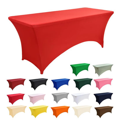 ZarzaaSik 10-Pack 4ft Red Spandex Table Covers for Rectangular Folding Tables - Wrinkle Resistant Stretch Tight Table Cloths - Fitted Table Protector for Parties, Trade Shows, Banquet, and Wedding