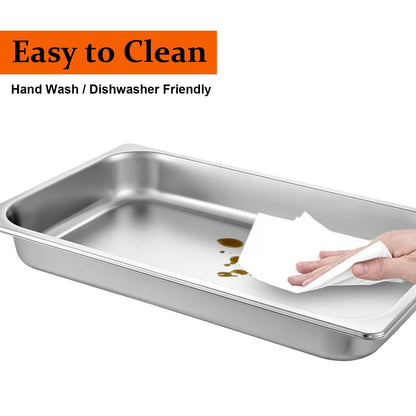 6 Pack Stainless Steel Food Warmer Pans with Lids, Insulated Hotel Pans，2.5 inch Deep Anti-Jamming Steam Table Pans for Restaurant Cafeteria Party Catering