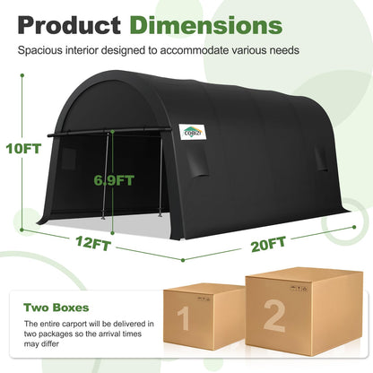 COBIZI Carport Canopy 12x20 Heavy Duty Portable Garage, All-Season Portable Car Ports & Outdoor Storage Shed, Galvanized Frame Vehicle Shelter with Removable Doors and Vents