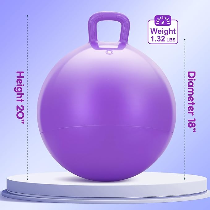 PlayZap Hopper Balls for Kids 3-8 18 Inches Bouncy Ball with Handle 18 Inflatable Bouncing Hopper 45cm Jumping Toys Garden Hopping Toys Girls Boys Gifts