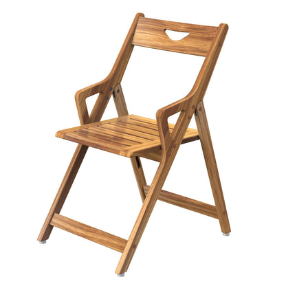 NNN Solid Teak Folding Shower Chair - Pivoting Backrest & Forward-Leaning Armrests for Easy Stand-Up, 350lb Capacity, Space-Saving Fold & Anti-Slip Feet for Elderly Bath Safety