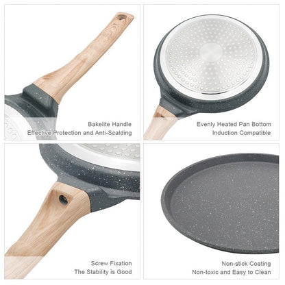 Bobikuke 8 inch Crepe Pan, Nonstick Pan for Crepes Omelette Tortillas Crispy Pancake, Dosa Tawa Tortilla Pan, Griddle Pancake Pan for Roti Indian - Black