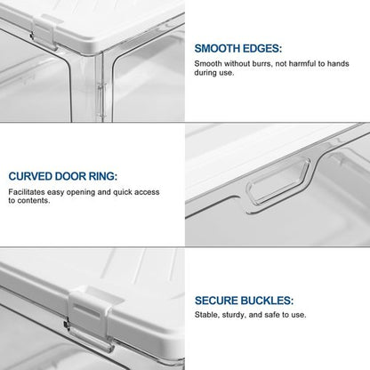 HYBRIDEAS Clear Stackable Storage Bins - 3-Pack with Lids & Magnetic Doors | Large 24 QT Organizers for Bedrooms & Living Rooms