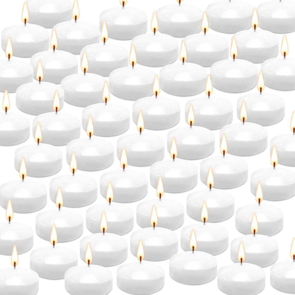 YOROXRG 50 Pack of 2-Inch White Floating Candles - Ideal for Weddings, Home Décor, Spa Baths, and Romantic Settings