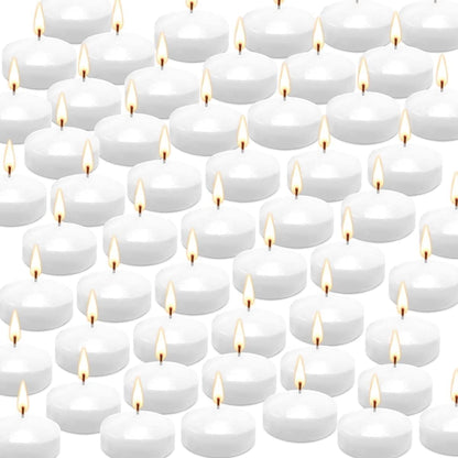 YOROXRG 50 Pack of 2-Inch White Floating Candles - Ideal for Weddings, Home Décor, Spa Baths, and Romantic Settings