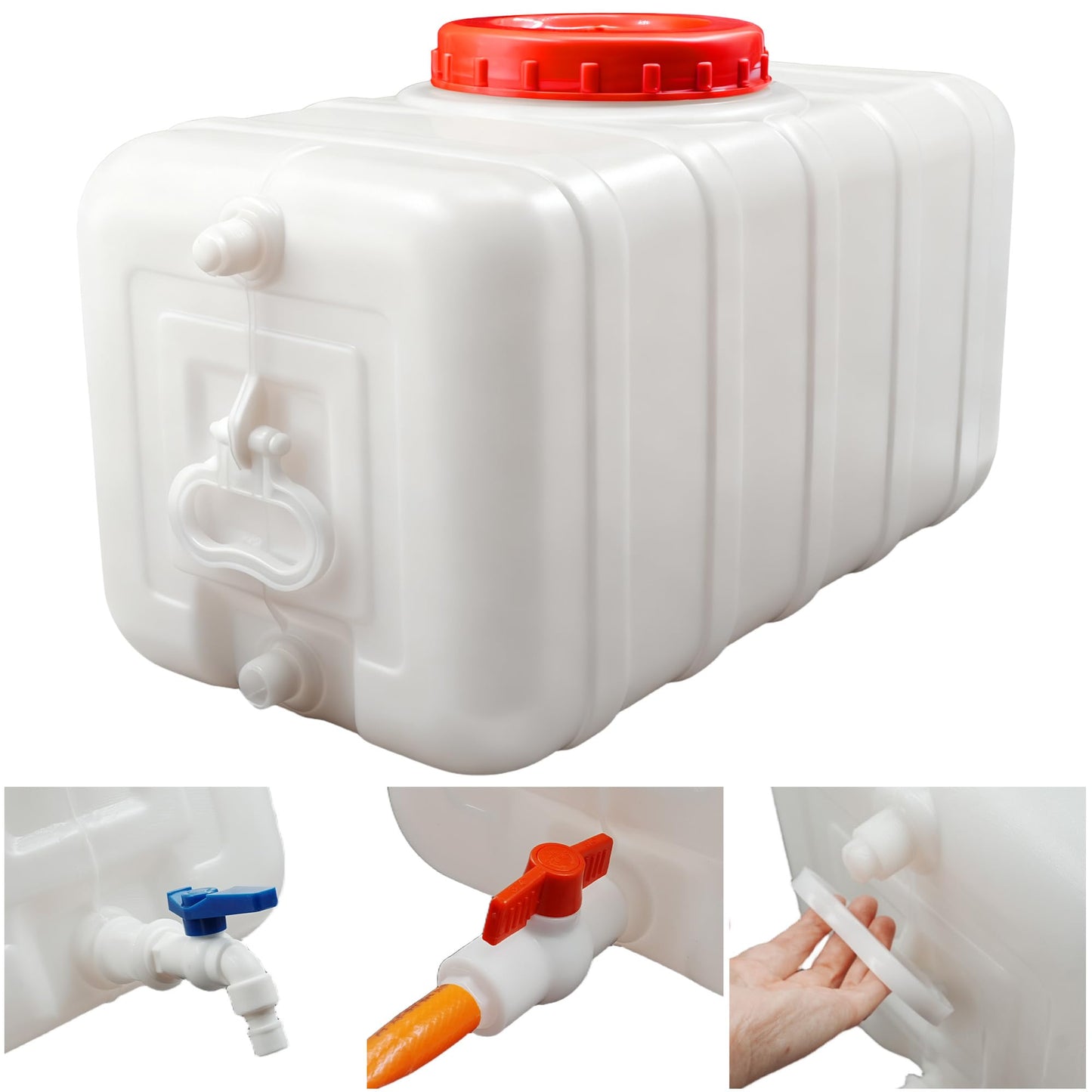 21Gallon/80L Water Storage Tank, Portable Water Tank for Outdoor Camping,Farms and Gardens, Rectangular Translucent White