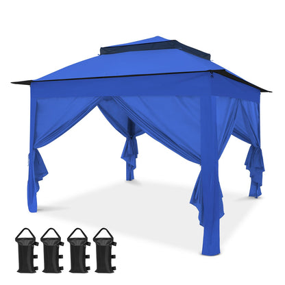 COOS BAY 11x11 Pop Up Gazebo with 4 Sidewalls, Instant Outdoor Canopy Tent with UPF 50+ UV Protection, Water Resistant Shelter with Carry Bag, Stakes & Ropes, Blue