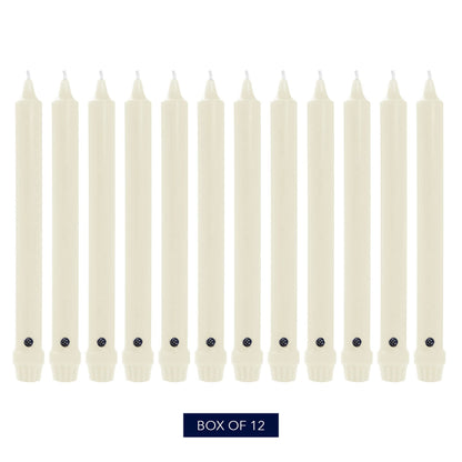 Colonial Candle Unscented Taper Candle, Classic Collection, Ivory, 10 In, Pack of 12 - Up to 8 Hours Burn