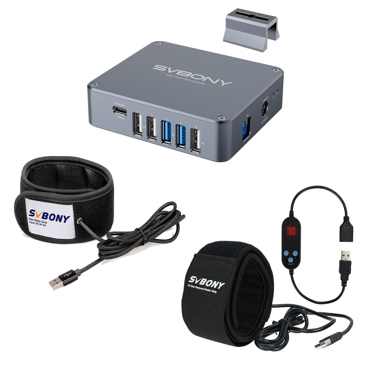 SVBONY Astro Power Management Box & Dew Protection Kit, SV172 320mm & 430mm Dew Heaters Bundle with SV241 Pro Astronomical Telescope Power Management Box, Remote Control for Astrophotography