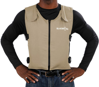 Glacier Tek Original Cool Vest with FR3 Flame-Retardant Banox Fabric and Nontoxic Cooling Packs Tan