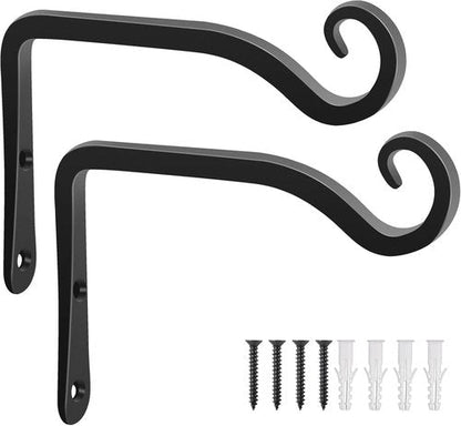 Gtongoko 6-Inch Metal Plant Hangers - Durable Outdoor & Indoor Hooks for Bird Feeders, Lanterns, Black (2 Pack)