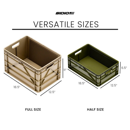 SIDIO Crate Basic Pack - 2 Full-Size & 1 Half-Size Heavy Duty Stackable Storage Bins, Totes, Containers with Dividers - Durable Organizer for Home, Office, Garage, and Outdoor Use, Camo Variety Pack