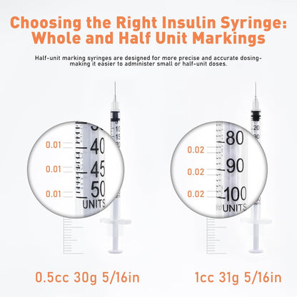 U-100 Syringes - 1cc 31g 5/16" (8mm) - Individually Wrapped, Pack of 20