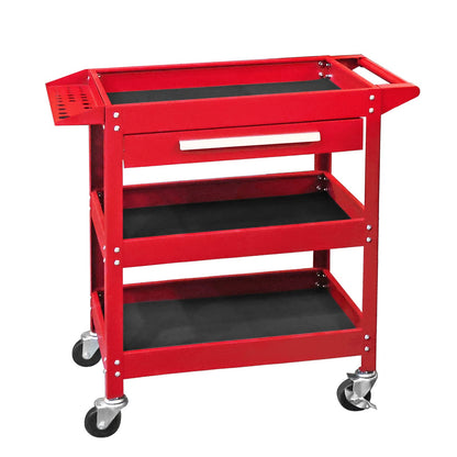GSTANDARD APTB311R Torin Rolling Tool Cart with Drawer: 3 Layer Tool Oragnizer with Foam Pad and Heavy Duty Utility Cart with Four Swivel Casters, Red