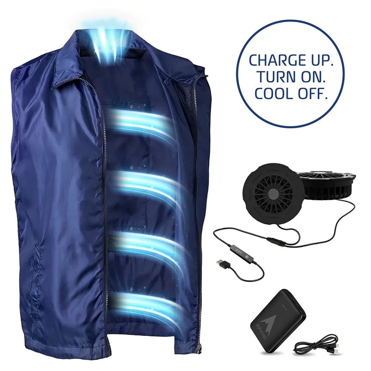 Alphacool Cooling Fan Vest with 2 Fans for Men & Women – Personal Wearable Air Conditioner XL
