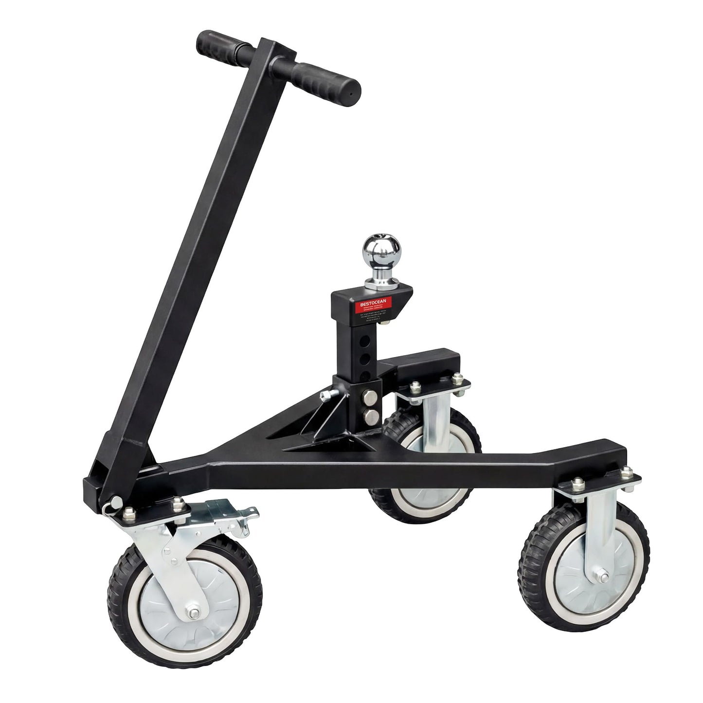 BESTOCEAN Trailer Dolly, 3500 lb Tongue Weight Capacity, Heavy Duty Trailer Mover Dolly with 2 inch Ball, Angle Adjustable, 8'' PU Swivel Wheels with Brakes, for RV, Boat, Camper & Utility Trailers