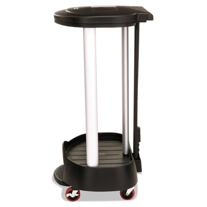 Rubbermaid Commercial Executive Series Step-On Linen Hamper/Laundry Basket with Front Locking Casters, 30 Gallon, Black, Hands Free Lid, for Hospitals/Medical Labs/Commercial Facilities